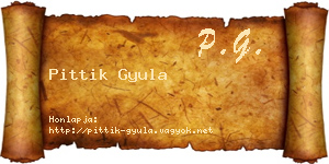 Pittik Gyula névjegykártya